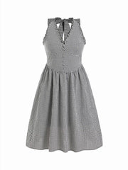 Gingham V-neck Tie Back Midi Dress Curve & Plus