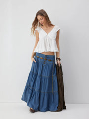 Cotton-blend V-neck Broderie Anglaise Ruffle Hem Blouse