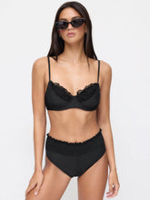 High Stretch Sweetheart Mesh Ruffle Hem Underwire Bikini Set