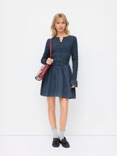 Cotton Plaid Bell Sleeve Shirred Mini Smock Dress