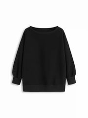Cotton-blend Terry Round Neckline Long Sleeve Oversized Sweatshirt