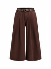 Denim Low Rise Pleated Wide Leg Jeans With Belt Curve & Plus
