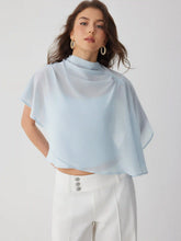 Chiffon Stand Collar Asymmetrical Blouse