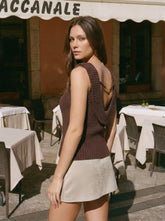 Knit Boat Neck Metal Detail Tank Top