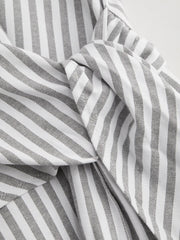 Cotton-blend V-neck Striped Knotted Wide Leg Jumpsuit