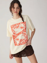 Cotton-blend Animal Graphic Oversized Short Sleeve Tee