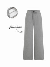 Fleece-lined Mid Rise Solid Straight Leg Trousers