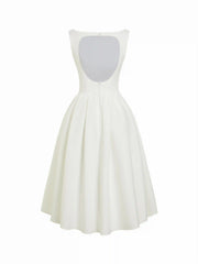 Boat Neck Backless Flared Maxi Dress