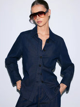 Denim Collar Button Long Sleeve Blouse