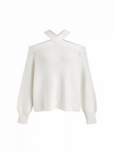 Knit Halter Neckline Long Sleeve Top