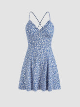 Floral Lace Up Backless Mini Dress