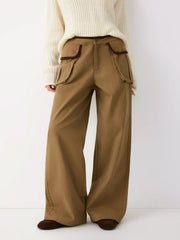 Cider Denim Low Rise Pocket Contrasting Binding Cargo Jeans