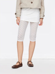 Low Rise Lace Floral Capri Pants