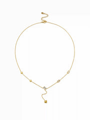 HEART & RHINESTONE Y-SHAPED NECKLACE