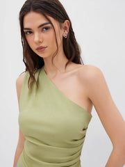 Asymmetrical Ruched Split Tank Top