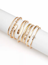 8 PCS WAVE & TEXTURED OPEN BRACELET SET