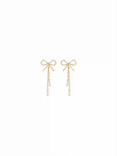 BOWKNOT & FAUX PEARL DROP EARRINGS