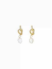 KNOT & BAROQUE FAUX PEARL DROP EARRINGS