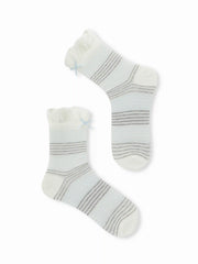 2 PAIRS BOWKNOT & STRIPED CREW SOCKS SET