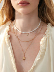STAR & RHINESTONE & BEADED LAYERED NECKLACE