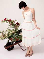 Radish Graphic Square Neck Lettuce Trim Cami Top