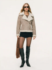 Faux Sherpa Oversized Biker Jacket