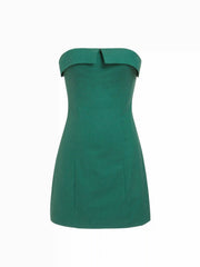 Linen-blend High Rise A-line Mini Bandeau Dress