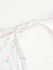 Halter Neckline Floral Tankini Tie Side Bikini Set
