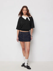 Knit Colorblock Oversized Short Sleeve Top