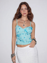 Sequins Floral Sweetheart Cami Top