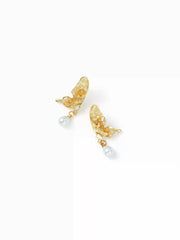 BUTTERFLY & FAUX PEARL DROP EARRINGS