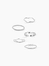 5PCS WAVE & TWIST & PEARL RING