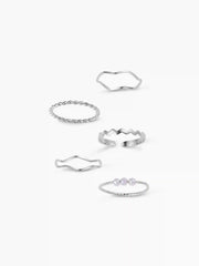 5PCS WAVE & TWIST & PEARL RING