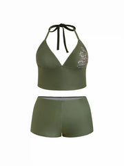 Halter Neckline Floral Bikini Set Curve & Plus