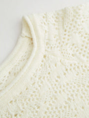 Knit Wool-blend Off-shoulder Hollow Out Oversized Longline Top
