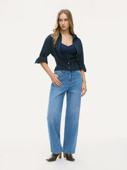 Two-piece Striped Collar Shirt & Solid Cami Top
