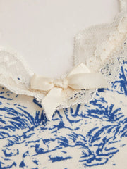 V-neck Lace Bowknot Ruched Cami Top Curve & Plus