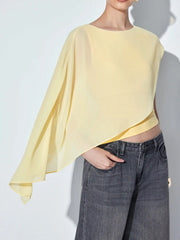 Boat Neck Asymmetrical Draped Tank Top