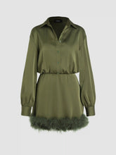 Faux Feather Trim Collar Short Dress
