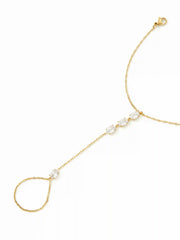 18K GOLD PLATED STAINLESS STEEL RHINESTONE HAND CHAIN BRACELET