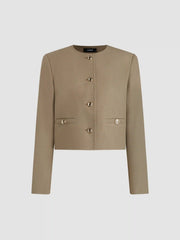 Round Neckline Knotted Crop Blazer