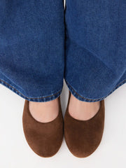 ROUND TOE FAUX SUEDE BUCKLE MARY JANE FLATS