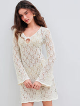 Knitted Scoop Neckline Cut Out See-through Mini Dress