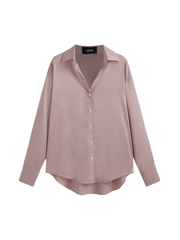 Satin Collar Solid Button Long Sleeve Shirt