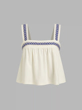 Cotton-blend Square Neck Aztec Tank Top