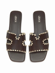 FAUX LEATHER TWO-TONE SLIPPERS