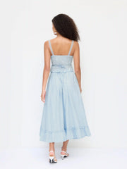 Cotton Textured Lace Cami Top & Mid Rise Maxi Skirt Set