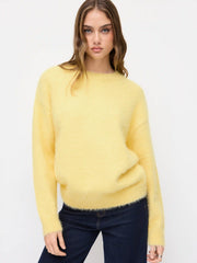 Knit Round Neckline Solid Long Sleeve Oversized Top