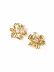 FAUX PEARL DECOR FLOWER EARRINGS