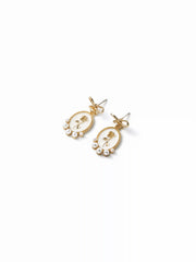 BOWKNOT & FLOWER & FAUX PEARL DROP EARRINGS